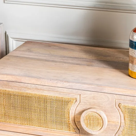 Hand Woven Cane 3-Drawer Wood Chest-Kirkland's Home Fashion