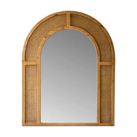 Honey Brown Rattan Weave Arched Framed Mirror-Kirkland's Home Shop