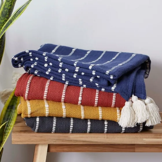Honey Gold Slub Stripe Decorative Throw-Kirkland's Home Best Sale