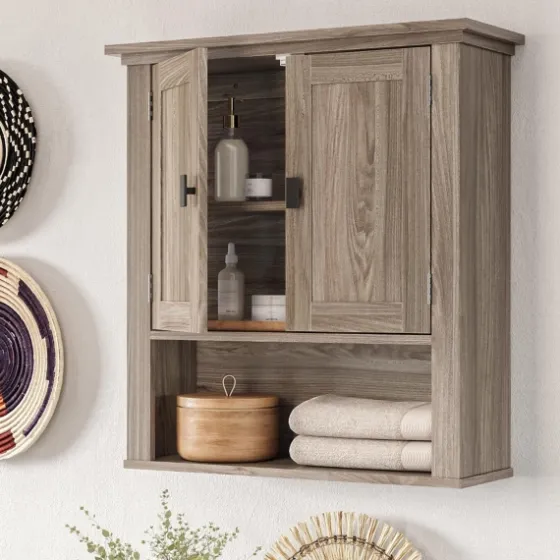 Honey Woodgrain Wall-Mounted Cabinet-Kirkland's Home Outlet