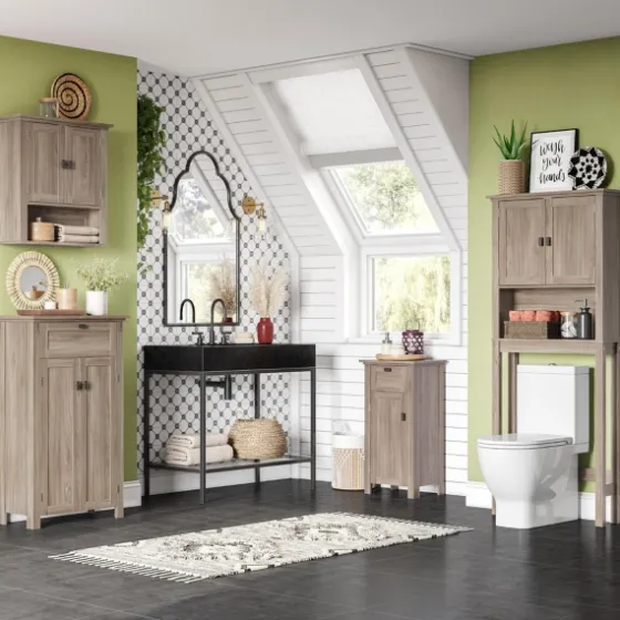 Honey Woodgrain Wall-Mounted Cabinet-Kirkland's Home Outlet