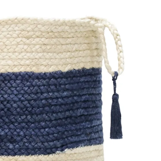Indigo Bold Striped Jute Basket, 19 In.-Kirkland's Home Online