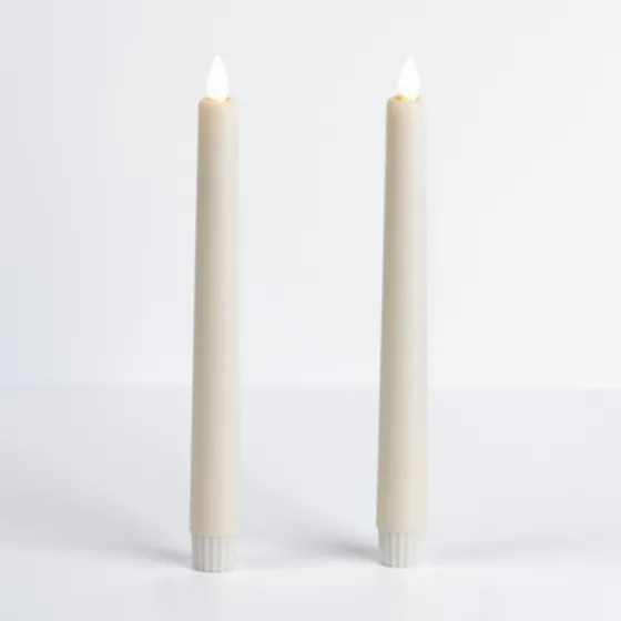 Ivory Led Soft Flame Taper Candles, Set Of 2-Kirkland's Home New