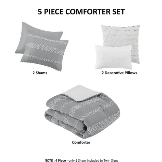 Jacquard 5-Pc. Full/Queen Comforter Set-Kirkland's Home Cheap