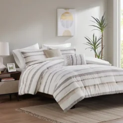 Jacquard Stripe 5-Pc. Full/Queen Comforter Set-Kirkland's Home Fashion