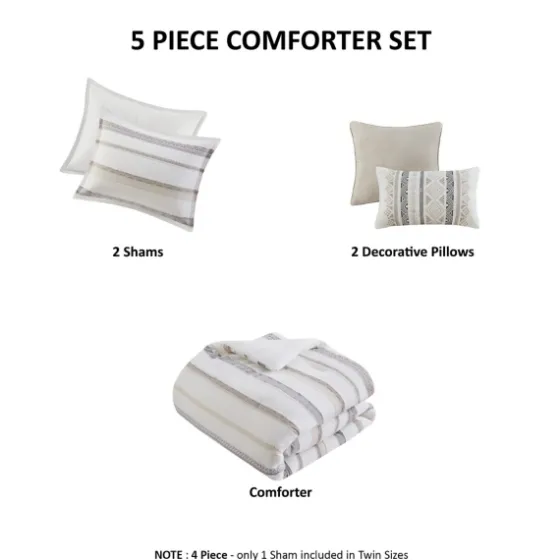 Jacquard Stripe 5-Pc. Full/Queen Comforter Set-Kirkland's Home Fashion