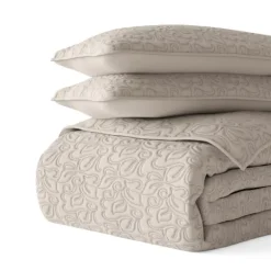 Latte Floral Stitch 3-Pc. King Quilt Set-Kirkland's Home Store