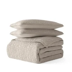 Latte Floral Stitch 3-Pc. Queen Quilt Set-Kirkland's Home Best Sale
