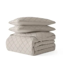 Latte Stitched Diamond 3-Pc. Queen Quilt Set-Kirkland's Home Best