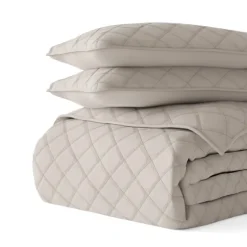 Latte Stitched Diamond 3-Pc. Queen Quilt Set-Kirkland's Home Best