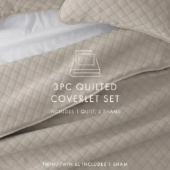 Latte Stitched Diamond 3-Pc. Queen Quilt Set-Kirkland's Home Best