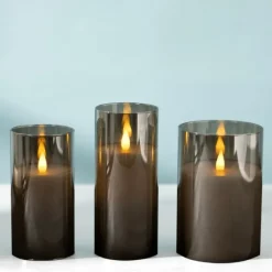 Led Soft Flame Glass Pillar Candle, 4X6 In.-Kirkland's Home Cheap