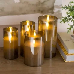 Led Soft Flame Glass Pillar Candle, 3X7 In.-Kirkland's Home Sale