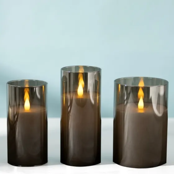 Led Soft Flame Glass Pillar Candle, 3X7 In.-Kirkland's Home Sale