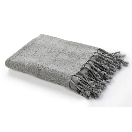 Light Checkered Weave Fringe Throw-Kirkland's Home Discount