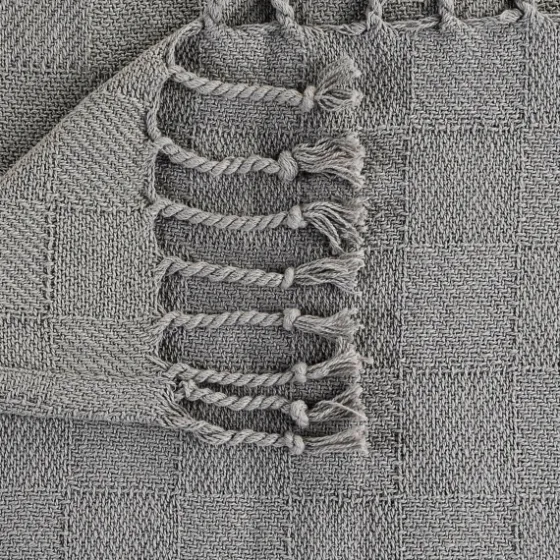 Light Checkered Weave Fringe Throw-Kirkland's Home Discount