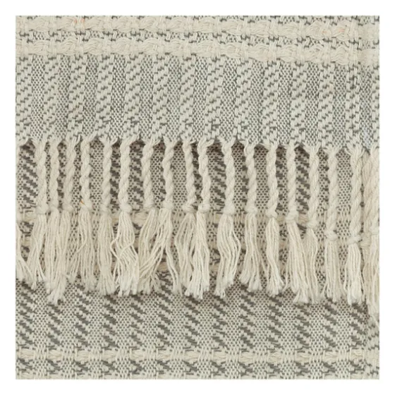 Light Gray And Ivory Striped Cotton Throw-Kirkland's Home Flash Sale