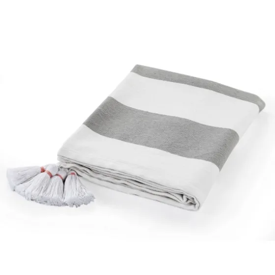 Light Gray Cabana Stripe Tassel Throw-Kirkland's Home Best Sale