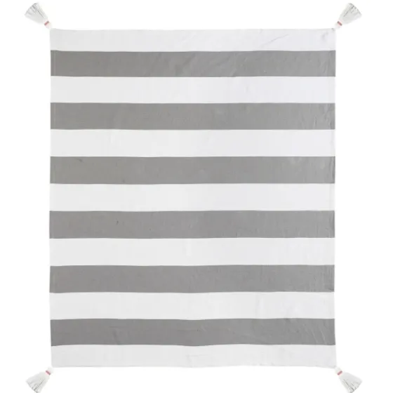 Light Gray Cabana Stripe Tassel Throw-Kirkland's Home Best Sale