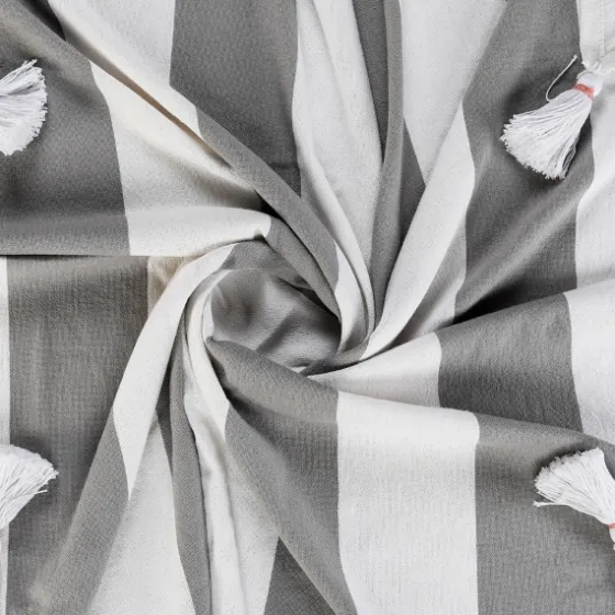 Light Gray Cabana Stripe Tassel Throw-Kirkland's Home Best Sale