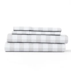 Light Gray Country Plaid 4-Pc. King Bed Sheet Set-Kirkland's Home Shop
