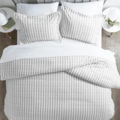 Light Gray Stripes 3-Pc. Queen Duvet Cover Set-Kirkland's Home Cheap