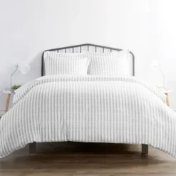 Light Gray Stripes 3-Pc. Twin Duvet Cover Set-Kirkland's Home Outlet