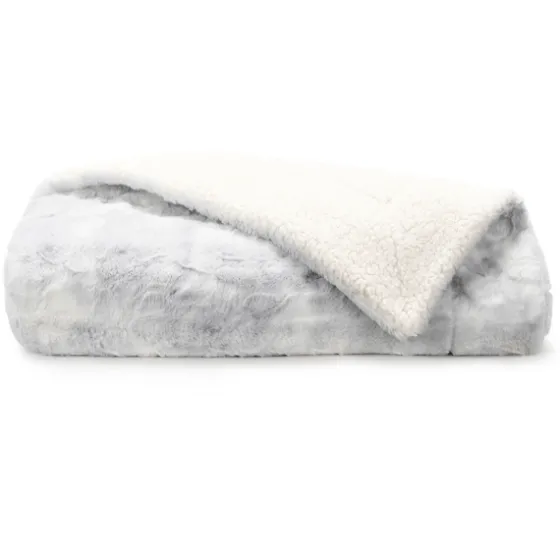 Light Gray Tie Dye Faux Fur Throw-Kirkland's Home Sale