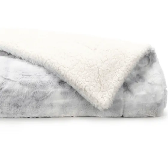 Light Gray Tie Dye Faux Fur Throw-Kirkland's Home Sale
