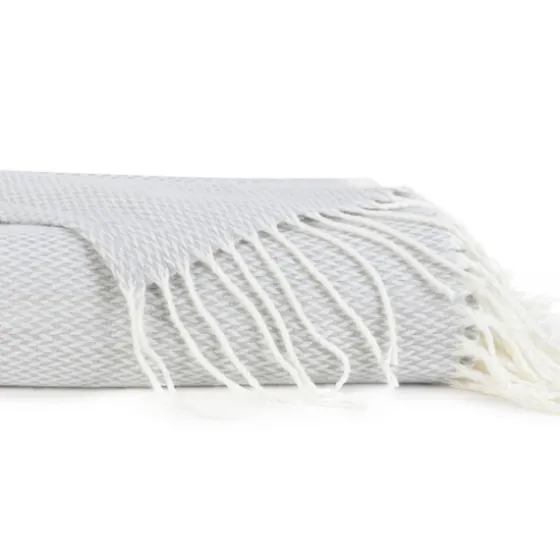 Light Herringbone Throw With Fringe-Kirkland's Home Clearance