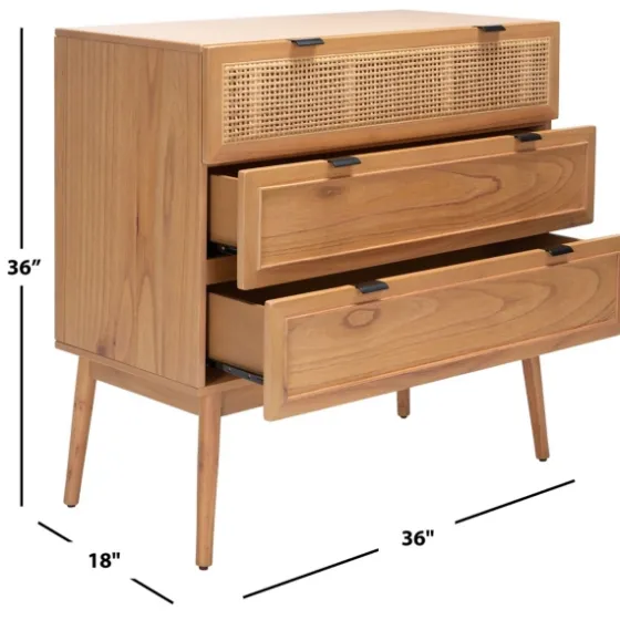 Light Wood And Cane 3-Drawer Chest-Kirkland's Home Fashion