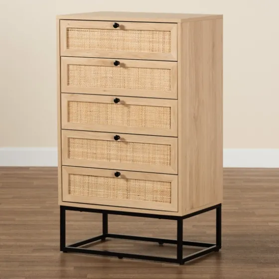 Light Wood And Rat 5-Drawer Chest-Kirkland's Home Cheap