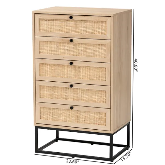 Light Wood And Rat 5-Drawer Chest-Kirkland's Home Cheap