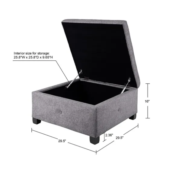 Lila Tufted Charcoal Storage Ottoman-Kirkland's Home Cheap