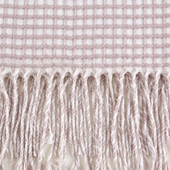 Lilac And White Waffle Knit Fringe Throw-Kirkland's Home Cheap