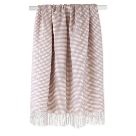 Lilac And White Waffle Knit Fringe Throw-Kirkland's Home Cheap