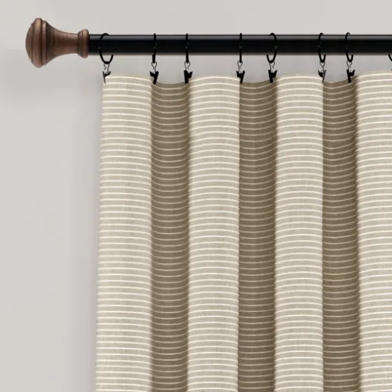Linen Button And Stripe Curtain Panel Set, 84 In.-Kirkland's Home New