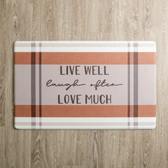 Live, Laugh, Love Plaid Kitchen Mat-Kirkland's Home Fashion
