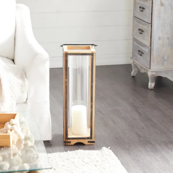 Mango Wood Frame Lantern, 31 In.-Kirkland's Home Best Sale