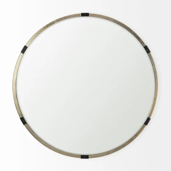 Maria Brushed Gold Round Wall Mirror-Kirkland's Home Fashion