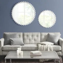 Marlowe White Beaded Round Wall Mirror, 27 In.-Kirkland's Home Flash Sale