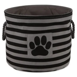 Medium Black Paw Patch Stripe Round Pet Basket-Kirkland's Home Best Sale