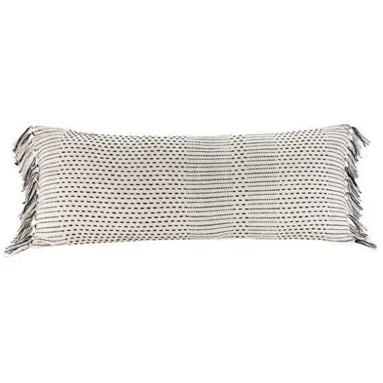 Merle Black And White Fringe Lumbar Pillow-Kirkland's Home Fashion
