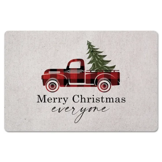Merry Christmas Plaid Truck And Tree Floor Mat-Kirkland's Home Discount