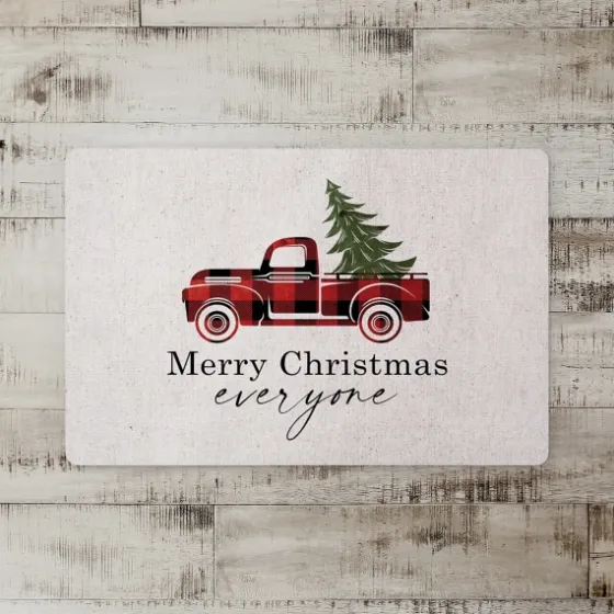 Merry Christmas Plaid Truck And Tree Floor Mat-Kirkland's Home Discount