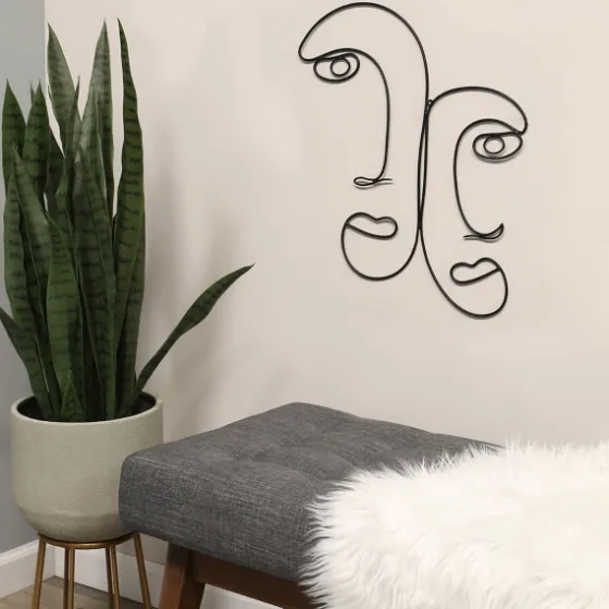 Metal Modern Outline Faces Wall Plaque-Kirkland's Home Online