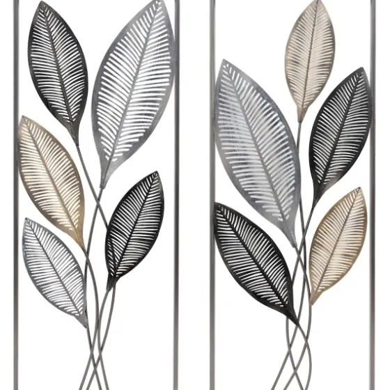 Metallic Leaves Metal Plaques, Set Of 2-Kirkland's Home Outlet