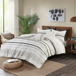 Mia White Striped 3-Pc. King Comforter Set-Kirkland's Home Hot