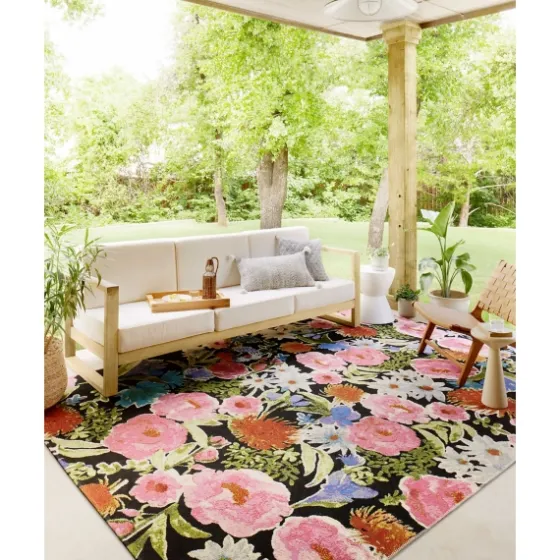 Midnight Garden Party Indoor/Outdoor Rug, 7X11-Kirkland's Home Sale