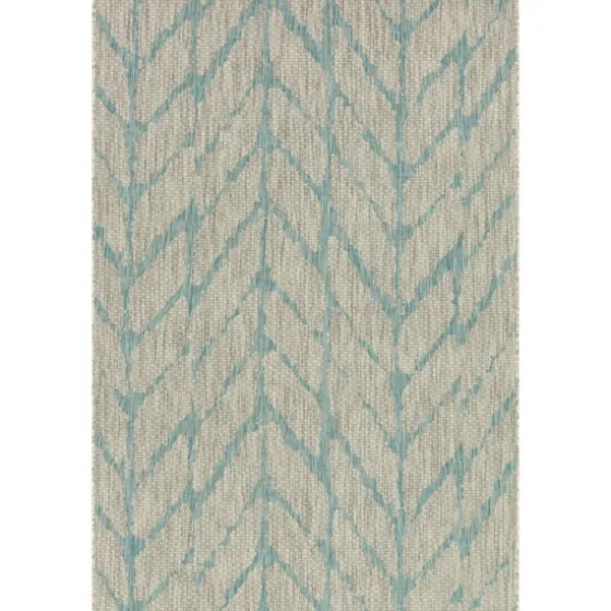 Mist And Aqua Chevron Outdoor Area Rug, 5X7-Kirkland's Home Shop